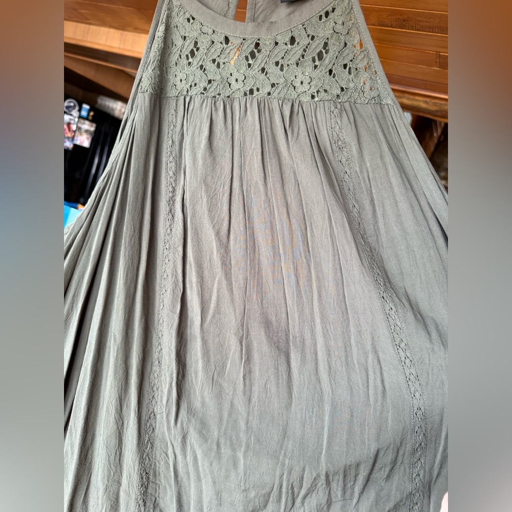 torrid Olive Crochet Yoke Halter-Style Camisole Tank - Picture 8 of 8